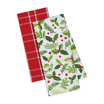 Design Imports Boughs Of Holly 2-pc. Dish Cloths