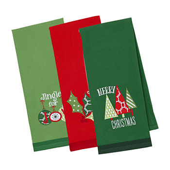 Design Imports Christmas Emroidered 3-pc. Dish Cloths