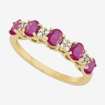 1/10 CT. T.W. Genuine Red Ruby 10K Gold Oval Band