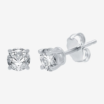 5/8 CT. T.W. Genuine White Diamond 10K White Gold 4.3mm Stud Earrings