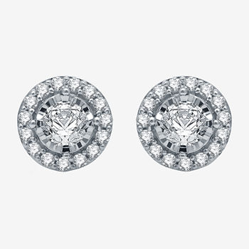 5/8 CT. T.W. Genuine White Diamond 10K White Gold 8mm Stud Earrings