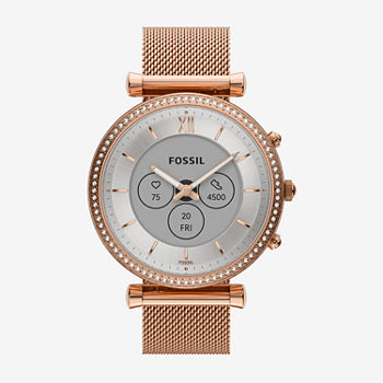 Fossil Smartwatches Womens Hybrid Rose Goldtone Stainless Steel Smart Watch Ftw7075