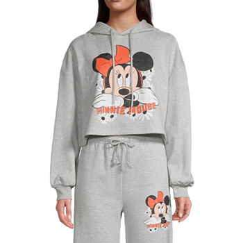 Juniors Minnie Mouse Womens Long Sleeve Cropped Hoodie