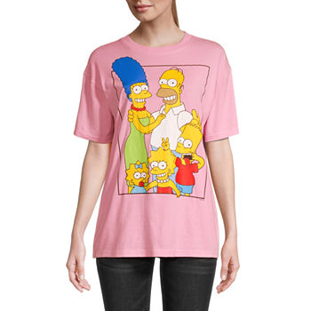 Juniors Womens Crew Neck Short Sleeve The Simpsons Graphic T-Shirt