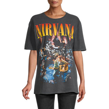 Juniors Nirvana MTV Unplugged Womens Crew Neck Short Sleeve Oversized Graphic T-Shirt