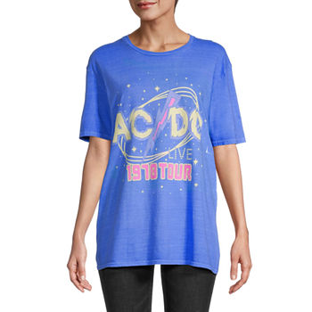 Juniors ACDC 1978 Tour Womens Crew Neck Short Sleeve Oversized Graphic T-Shirt