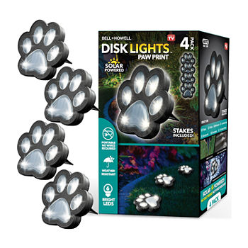 Bell + Howell Solar Powered Paw Print Disk Lights - 4 Pack
