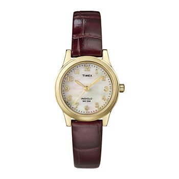Timex® Elevated Classic Womens Brown Leather Strap Watch T216939J