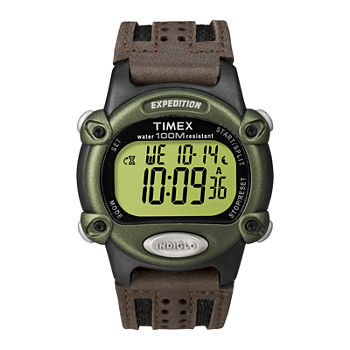 Timex® Expedition® Mens Brown Leather Strap Digital Watch T480429J