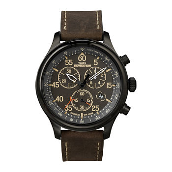 Timex® Expedition® Mens Brown Leather Strap Chronograph Watch T499059J