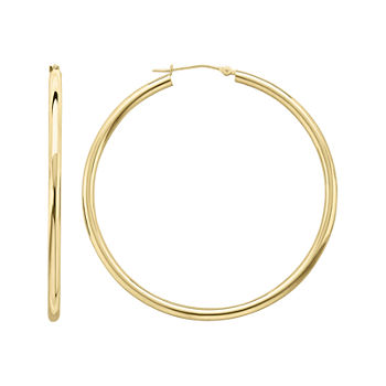 Infinite Gold™ 14K Yellow Gold 50mm Hollow Hoop Earrings