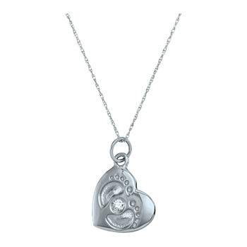 Personalized Simulated Birthstone Footprint Heart Pendant Necklace