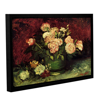 Brushstone Roses And Peonies Gallery Wrapped Floater-Framed Canvas Wall Art