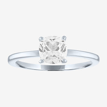 Limited Time Special! Womens Lab Created White Sapphire Sterling Silver Solitaire Cocktail Ring