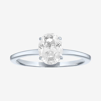 Limited Time Special! Womens Lab Created White Sapphire Sterling Silver Round Solitaire Cocktail Ring