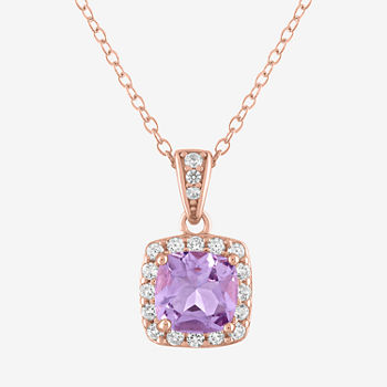 Limited Time Special! Womens Genuine Multi Color Amethyst 14K Rose Gold Over Silver Pendant Necklace