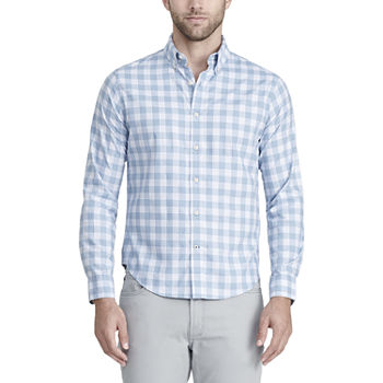 IZOD Saltwater Mens Slim Fit Long Sleeve Plaid Button-Down Shirt