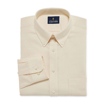 Stafford Mens Wrinkle Free Oxford Button Down Collar Fitted Dress Shirt