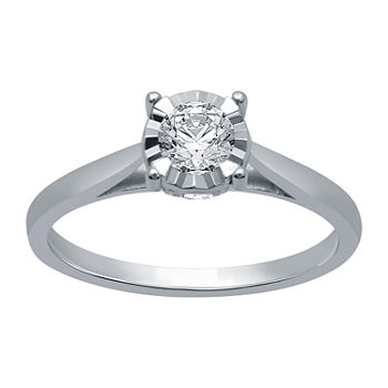 Ever Star Womens 1/2 CT. T.W. Lab Grown White Diamond 10K White Gold Solitaire Engagement Ring