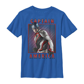 Little & Big Boys Marvel Captain America Crew Neck Short Sleeve Graphic T-Shirt