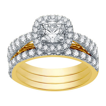 Ever Star Womens 2 CT. T.W. Lab Grown White Diamond 10K Gold Round Bridal Set