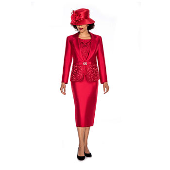 Giovanna Collection Women's Laser-cut Embellished 3-piece Skirt Suit