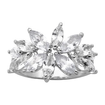 DiamonArt® Womens 5 1/2 CT. T.W. Cubic Zirconia Sterling Silver Flower Cocktail Ring