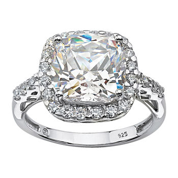 DiamonArt® Womens 3 CT. T.W. Lab Created White Sapphire Platinum Over Silver Square Engagement Ring