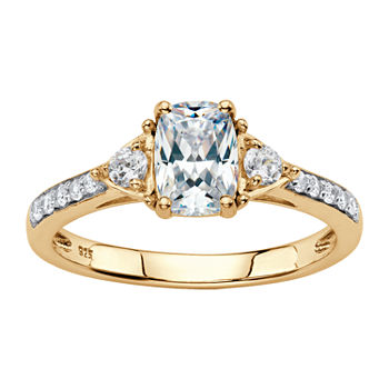 DiamonArt® Womens 1 3/4 CT. T.W. Lab Created White Sapphire 18K Gold Over Silver Rectangular Engagement Ring