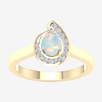 Womens 1/8 CT. T.W. Genuine Multi Color Opal 10K Gold Cocktail Ring