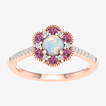 Womens 1/8 CT. T.W. Genuine Multi Color Opal 10K Gold Cocktail Ring