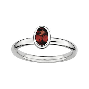 Personally Stackable Oval Genuine Garnet Ring