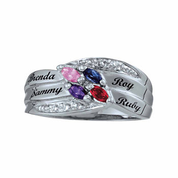 Personalized Family Simulated Birthstones Name Ring