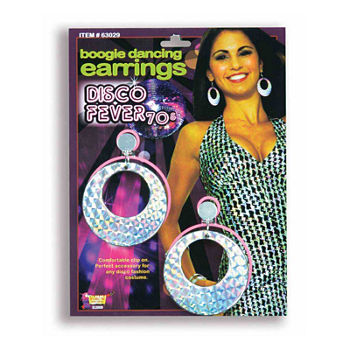 70s Disco Boogie Earrings 2-Pc. Womens Costume Accessory