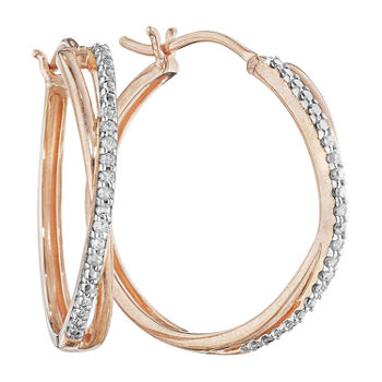 1/10 CT. T.W. Diamond 14K Rose Gold Over Sterling Silver X-Hoop Earrings