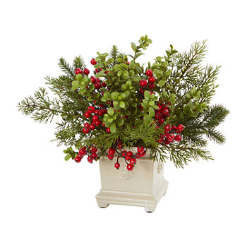 Nearly Natural Holiday Berry And Pine Christmas Tabletop Decor