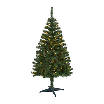 Nearly Natural 4 Foot Northern Tip Pine With 100 Clear Led Lights Pre-Lit Christmas Tree
