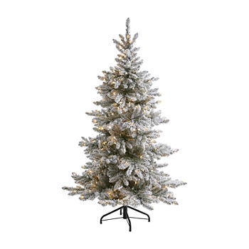 Nearly Natural 7 Foot West Virginia Flocked Spruce With 1468 Bendable Branches And 400 Clear Lights Pre-Lit Christmas Tree