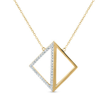 18K Gold over Silver 3-in-1 Cubic Zirconia Square Necklace