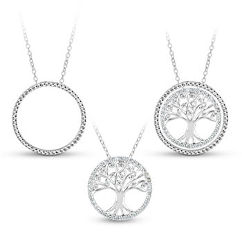 Sterling Silver 3-in-1 Cubic Zirconia Tree Of Life Necklace