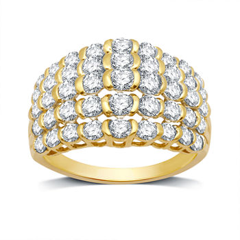 Womens 2 CT. T.W. Genuine White Diamond 10K Gold Cocktail Ring