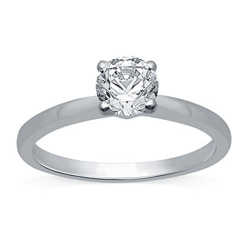 Ever Star Womens 3/4 CT. T.W. Lab Grown White Diamond 10K White Gold Round Solitaire Engagement Ring