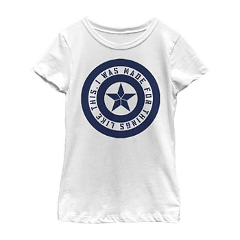 Little & Big Girls Crew Neck Marvel Short Sleeve Graphic T-Shirt