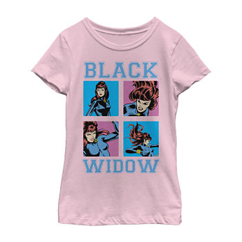 Black Widow Little & Big Girls Crew Neck Marvel Short Sleeve Graphic T-Shirt