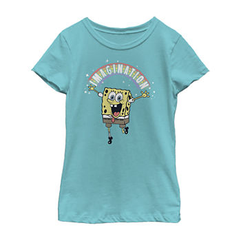 Little & Big Girls Crew Neck Spongebob Short Sleeve Graphic T-Shirt