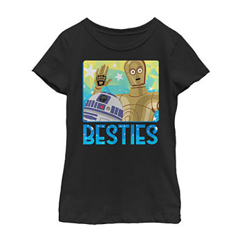 Little & Big Girls Star Wars Droid Besties Crew Neck Short Sleeve Graphic T-Shirt