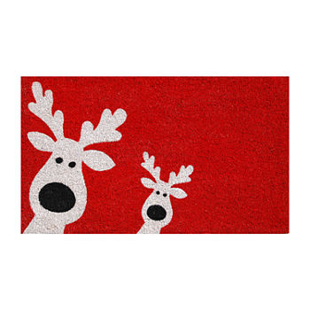 Calloway Mills Peeking Reindeer Rectangular Outdoor Doormat