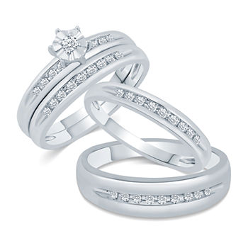 10K White Gold His and Hers Ring Sets