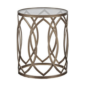 Madison Park Coen Living Room Collection Glass Top End Table