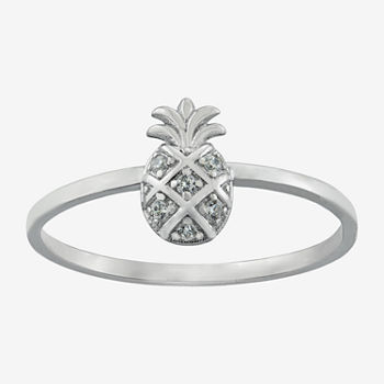 Silver Treasures Pineapple Cubic Zirconia Sterling Silver Band